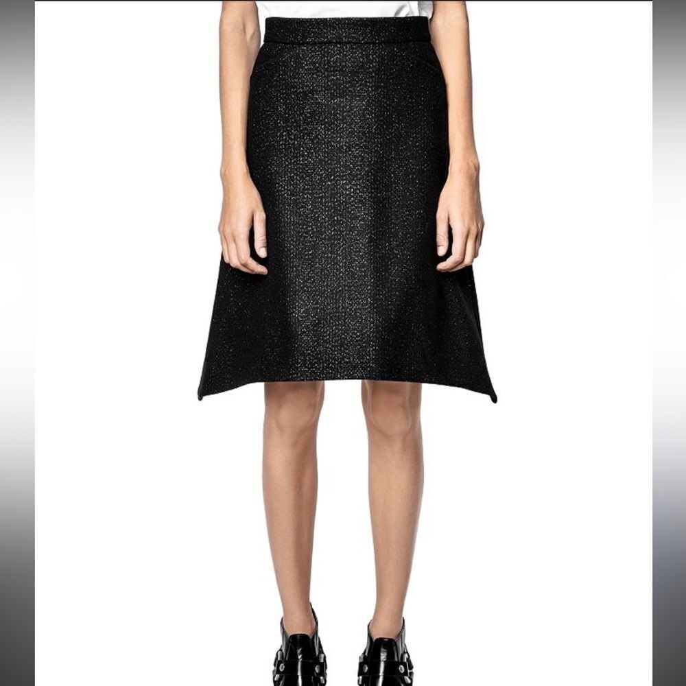 NWT Zadig & Voltaire Jour Black Sparkle Skirt Wool Size 34/ XS